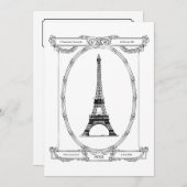 ブライダルシャワーのヴィンテージのパリのエレガントな郵便はがき 招待状 (正面/裏面)