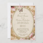 ブライダルシャワーのヴィンテージの真珠のレースのバラの蝶 招待状 (裏面)