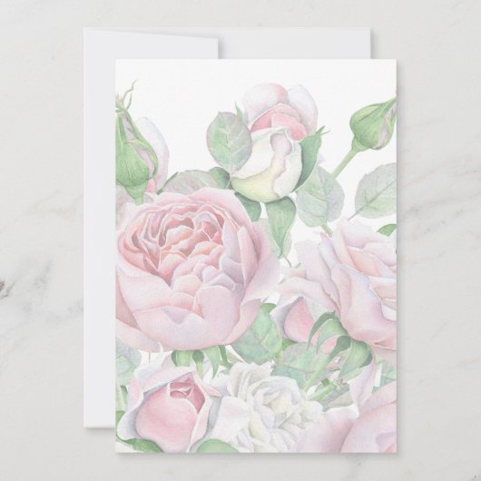 ブライダルシャワーのヴィンテージの自転車のバスケットのピンクのバラ 招待状 (裏面)