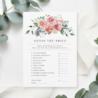 ブライダルシャワーの価格当てゲームカード エンクロージャーカード