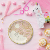 ブライダルシャワーの六角形ばら色の金ゴールドのグリッターの大理石 ペーパープレート (パーティー)