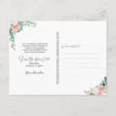 ブライダルシャワーの再計画されたピンクフローラ日付変更 案内ポストカード (裏面)