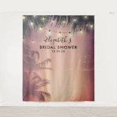 ブライダルシャワーの写真用背景 夏のヤシの木 タペストリー (正面)