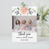 ブライダルシャワーの写真　ローズゴールド ラベンダー 花 サンキューカード (スタンド正面)