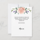 ブライダルシャワーの写真　ローズゴールド ラベンダー 花 サンキューカード (裏面)