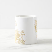 ブライダルシャワーの好意の花バスケットの金ゴールド コーヒーマグカップ (中央)