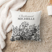 ブライダルシャワーの好意の花バスケットの黒 クッション (ブランケット)