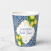 ブライダルシャワーの好意ギフト青いタイルのレモンAmalfi 紙コップ (裏面)