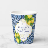 ブライダルシャワーの好意ギフト青いタイルのレモンAmalfi 紙コップ (正面)