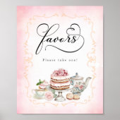 ブライダルシャワーの好意サイン – 茶パーティーテーマ ポスター (正面)
