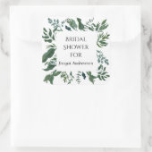 ブライダルシャワーの好意シールエメラルドフォレストリーフ スクエアシール (バッグ)
