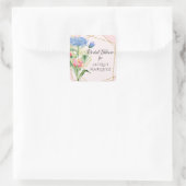 ブライダルシャワーの好意シールダスティブルーピンクフローラ スクエアシール (バッグ)