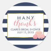 ブライダルシャワーの好意スティッカーズミッドナイト赤面牡丹 ラウンドシール (正面)