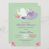 ブライダルシャワーの帽子のバチェロレッテのお茶会の招待 招待状 (正面/裏面)