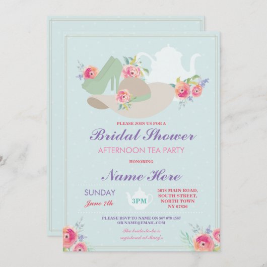 ブライダルシャワーの帽子はバチェロレッテの招待に蹄鉄を打ちます 招待状 (正面/裏面)