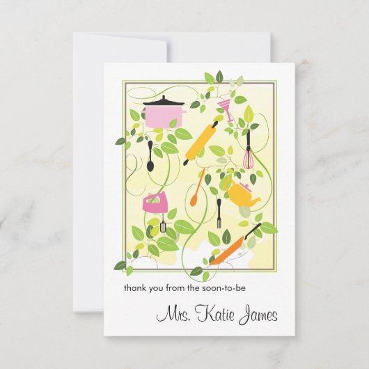 ブライダルシャワーの平らなサンキューカード サンキューカード (正面)