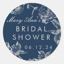 ブライダルシャワーの恵シンプルみフローラシルバーネイビーブルー