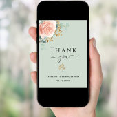 ブライダルシャワーの感謝を伝えるサボン草緑色の花のカード 招待状