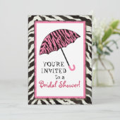 ブライダルシャワーの招待のシマウマ、ヒョウ「nの傘 招待状 (スタンド正面)