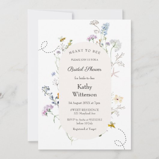 ブライダルシャワーの招待を受けることを意図した 招待状 (正面)