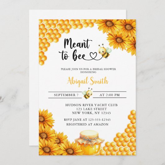 ブライダルシャワーの招待を受けることを意図した 招待状 (正面/裏面)