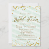 ブライダルシャワーの招待を結婚する真新しい緑及び金ゴールド 招待状 (正面)
