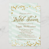 ブライダルシャワーの招待を結婚する真新しい緑及び金ゴールド 招待状 (正面/裏面)
