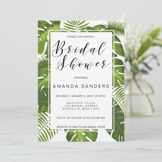 ブライダルシャワーの招待カード|熱帯エレガント 招待状 (スタンド正面)
