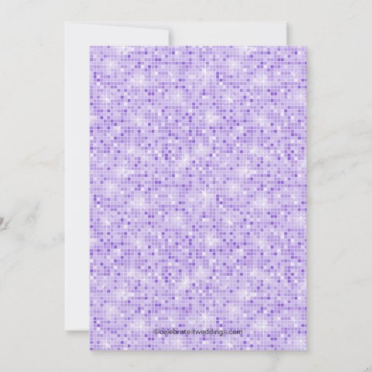 ブライダルシャワーの招待客の新郎新婦パープルきらきら光るさん 招待状 (裏面)