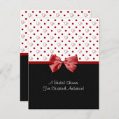 ブライダルシャワーの招待状のガーリーな赤いハート 招待状 (正面/裏面)