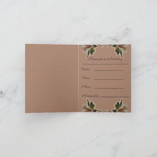 ブライダルシャワーの招待状のノートまたは挨拶状 招待状 (内部)