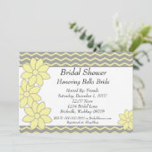 ブライダルシャワーの招待状の黄色および灰色の花柄 招待状 (スタンド正面)