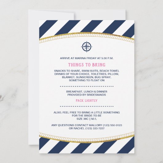 ブライダルシャワーの招待状を受け取る 招待状 (裏面)