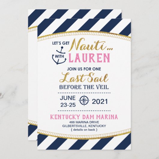 ブライダルシャワーの招待状を受け取る 招待状 (正面/裏面)