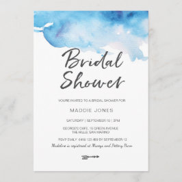 ブライダルシャワーの招待状|の青い水彩画 招待状
