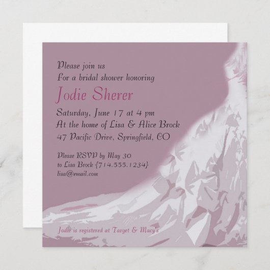 ブライダルシャワーの招待状: ピンクの服 招待状 (正面/裏面)