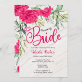 ブライダルシャワーの招待状-明るいピンクの花柄 招待状 (正面/裏面)