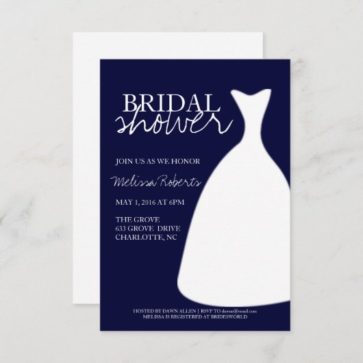 ブライダルシャワーの招待|のシルエット 招待状 (正面/裏面)