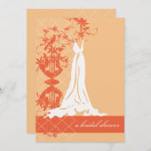 ブライダルシャワーの招待|オレンジ 招待状 (正面/裏面)