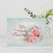 ブライダルシャワーの招待 – デリケートなバラ 招待状 (スタンド正面)