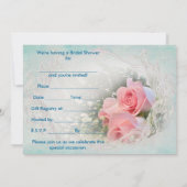 ブライダルシャワーの招待 – デリケートなバラ 招待状 (裏面)