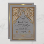 ブライダルシャワーの招待、素晴らしいGatsbyの灰色の金ゴールド 招待状 (正面/裏面)