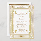 ブライダルシャワーの招待、素晴らしいGatsbyの金ゴールドの金ゴールド 招待状 (正面/裏面)