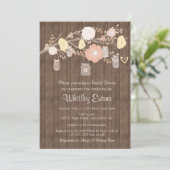 ブライダルシャワーの招待、素朴な花のメーソンジャー 招待状 (スタンド正面)