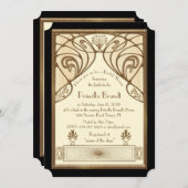 ブライダルシャワーの招待、Gatsbyの素晴らしいアイボリー・ブラック 招待状 (正面/裏面)