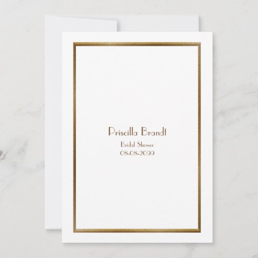 ブライダルシャワーの招待、Gatsbyの素晴らしいホワイトゴールド 招待状 (裏面)