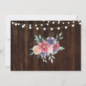 ブライダルシャワーの旅のピンクの花の素朴灯り 招待状 (裏面)