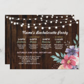 ブライダルシャワーの旅のピンクの花の素朴灯り 招待状 (正面/裏面)