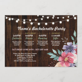 ブライダルシャワーの旅のピンクの花の素朴灯り 招待状