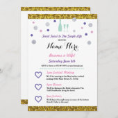 ブライダルシャワーの旅程のシャンペンの招待状 招待状 (正面/裏面)